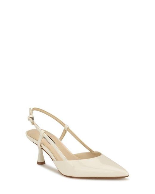 Nine West Natural Rhonda Slingback Pointed Toe Kitten Heel Pump