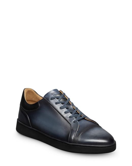 Allen Edmonds Blue Chambers Croc Embossed Cap Toe Sneaker for men