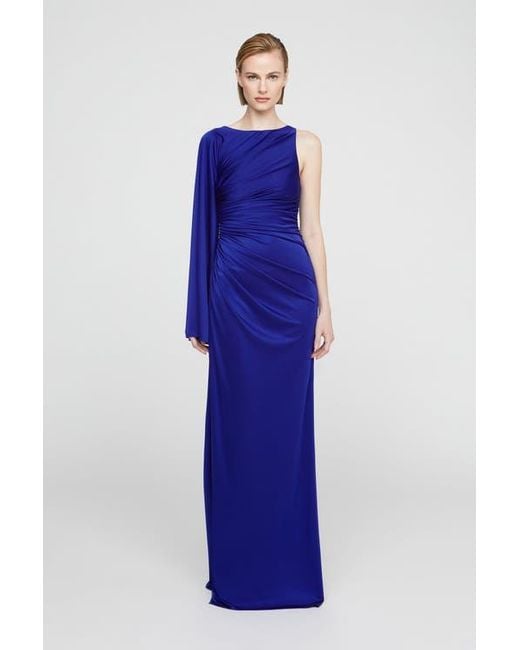 Halston Heritage Blue Elyssia Jersey Gown