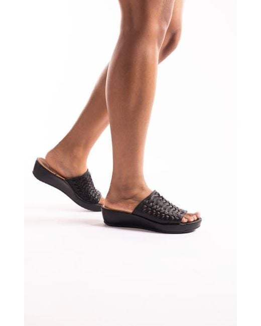 L'amour Des Pieds Black Cyra Platform Wedge Slide Sandal