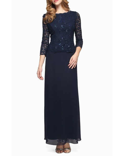 alex evenings sequined lace gown