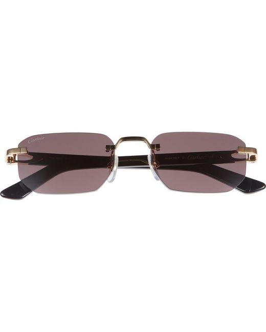 Cartier Brown 53Mm Rimless Rectangular Gradient Sunglasses for men