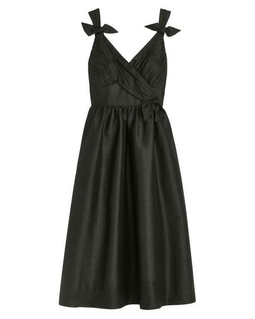 Donna Karan Black Bow Fit & Flare Midi Cocktail Dress