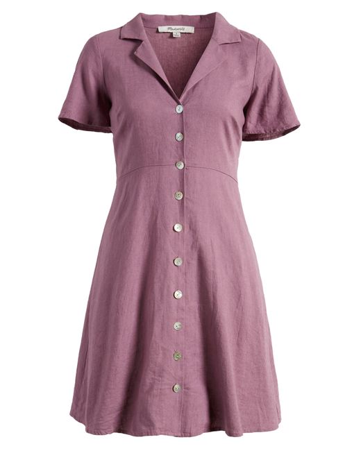 Madewell Purple Kathy Retro Short Sleeve Mini Shirtdress