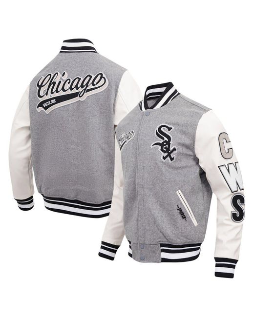 Pro Standard Gray Chicago White Sox Script Tail Wool Full-zip Varity Jacket At Nordstrom for men