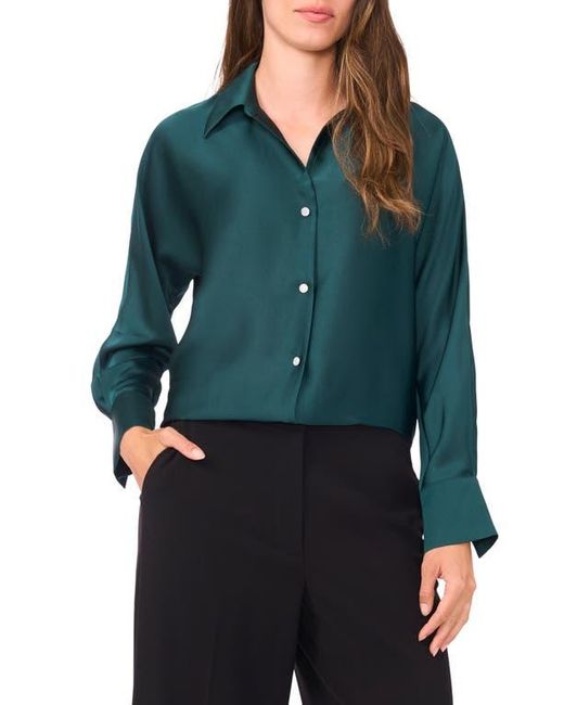 Halogen® Green Charmeuse Button-Up Shirt