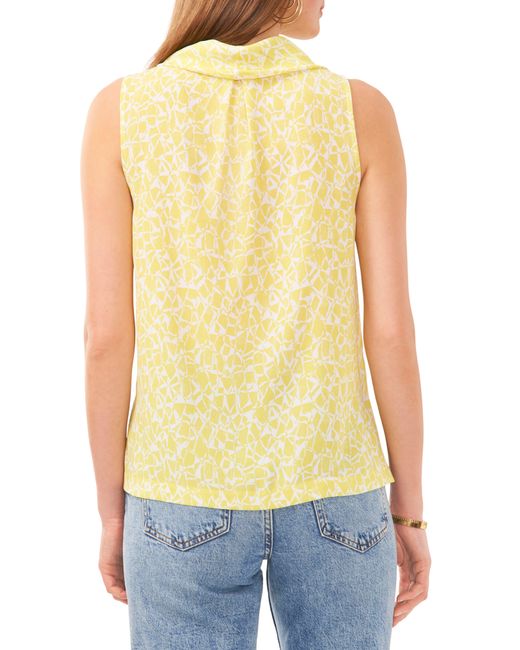 Vince Camuto Blue Abstract Print Sleeveless Georgette Top
