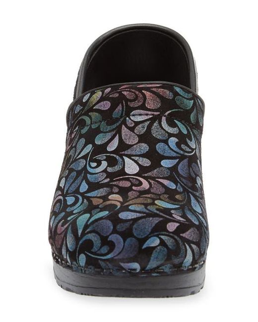 Sanita Black Plume Floral Print Clog