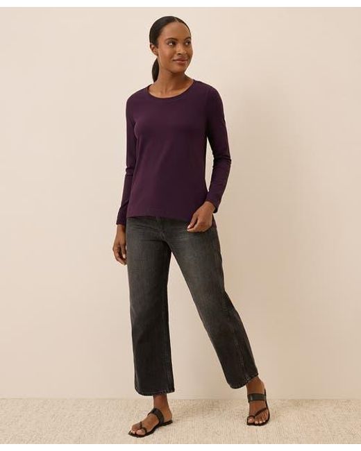 Pact Purple Luxe Stretch Jersey Swing Long Sleeve Tee