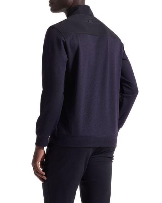 Bugatchi Blue Quarter Zip Pullover for men