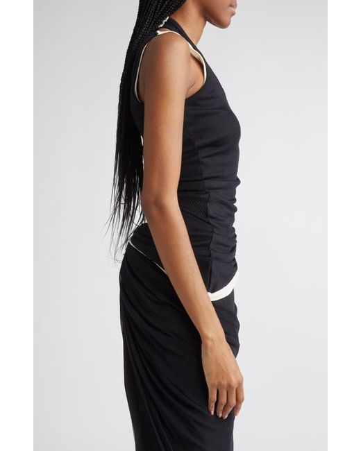 Jean Paul Gaultier Black Twisted Double Layer Rib Tank