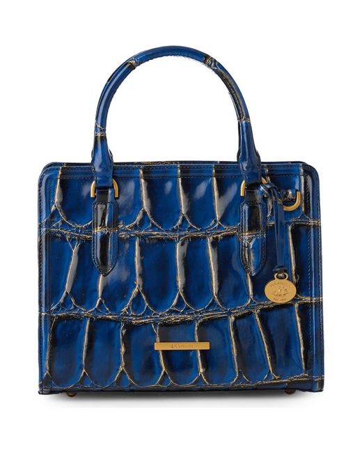 Brahmin Blue Cami Embossed Leather Satchel