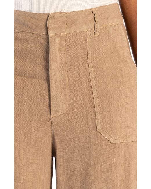 Kut From The Kloth Natural Topaz High Waist Crop Wide Leg Linen Blend Pants