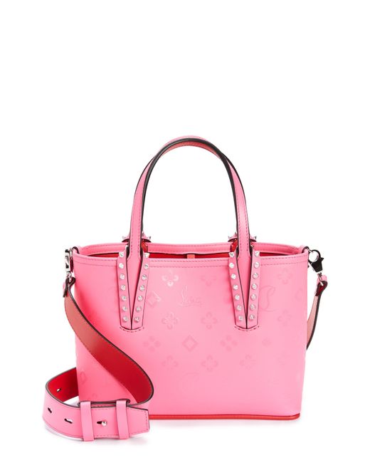 Christian Louboutin Cabata Small Tote In Rose-pink Leather