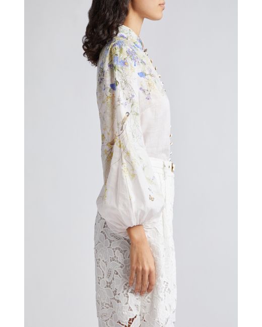 Zimmermann White Harmony Floral Butterfly Balloon Sleeve Shirt