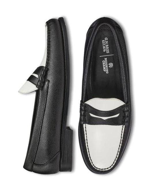 G.H.BASS Black X Reigning Champ Larson Weejuns Two Tone Penny Loafer for men