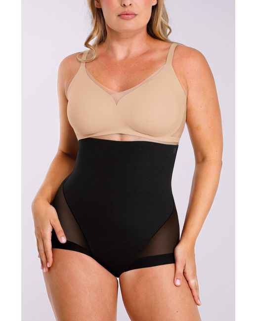 Shapellx Black High Waist Mesh Tummy Control Brief