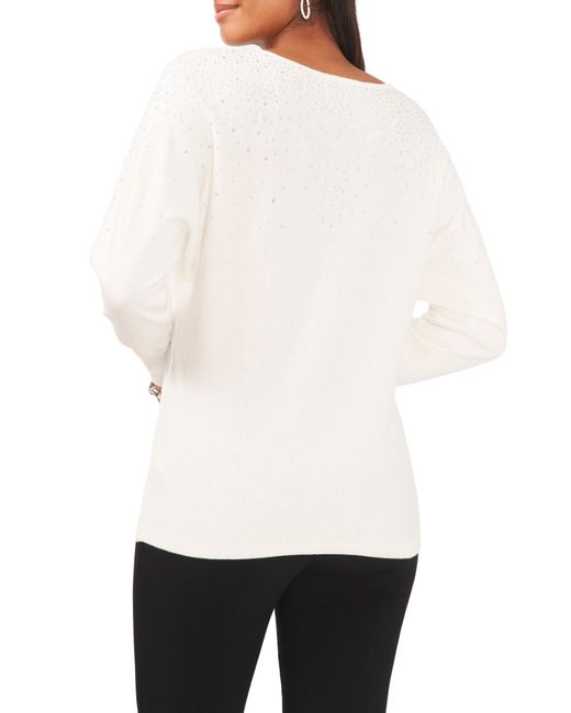 Chaus White Bling V-neck Sweater