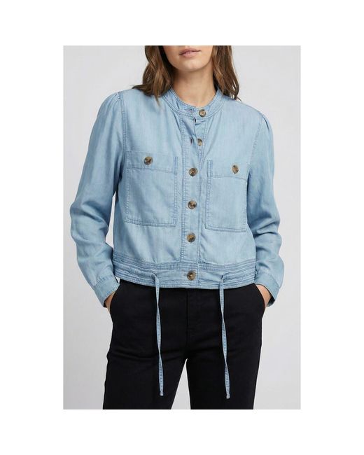 Apny Blue Cotton Chambray Utility Jacket