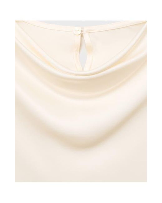Mango White Mart Drape Neck Top