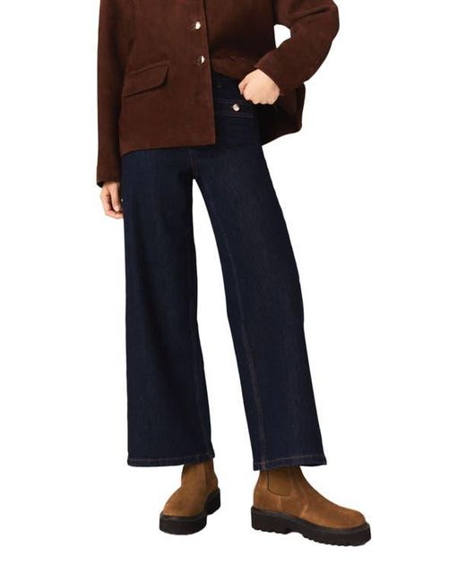 Maje Blue Wide Jeans With Patch Pockets