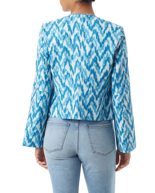 Sam Edelman Blue Dixie Chevron Print Linen Blend Jacket