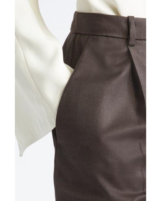 Loulou de Saison Brown Adler Pleated Virgin Wool Bermuda Shorts