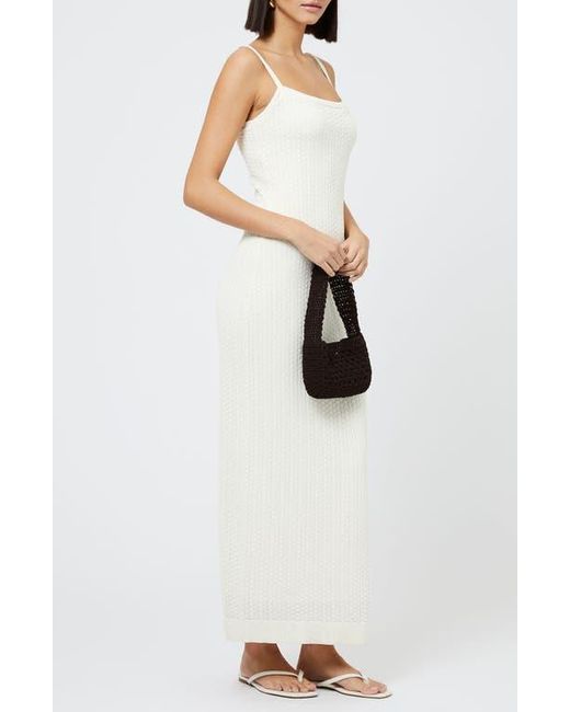 French Connection White Cotton Blend Pointelle Sweater Maxi Dress