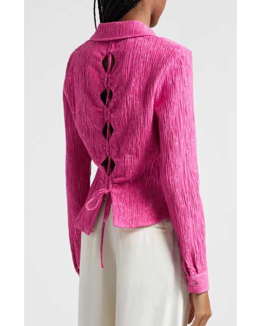 Stine Goya Pink Lilla Textured Button-up Shirt