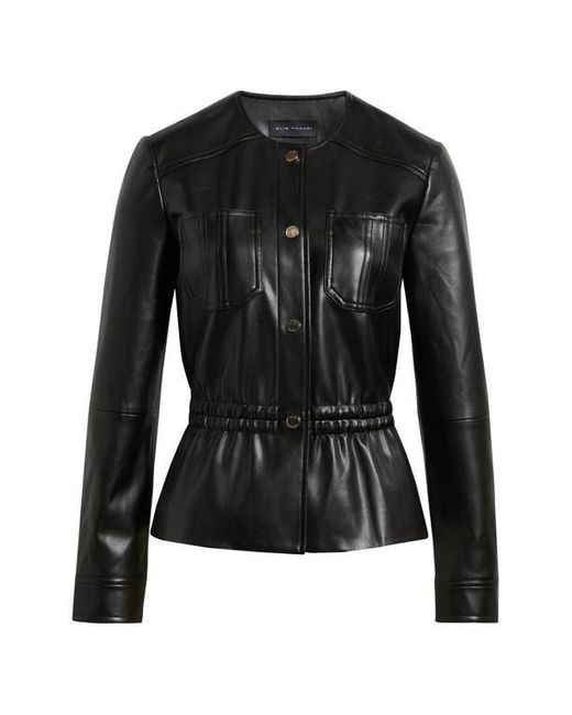 Tahari Black The Aliza Faux Leather Jacket