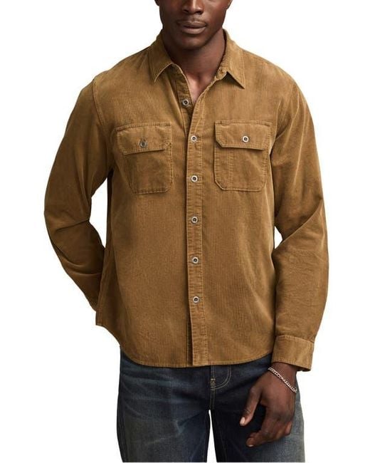 Lucky Brand Brown Cotton Corduroy Button-Up Utility Shirt for men