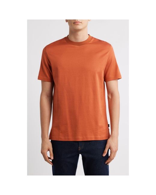 BOSS Men's Orange Thompson Pinstripe Cotton T-Shirt