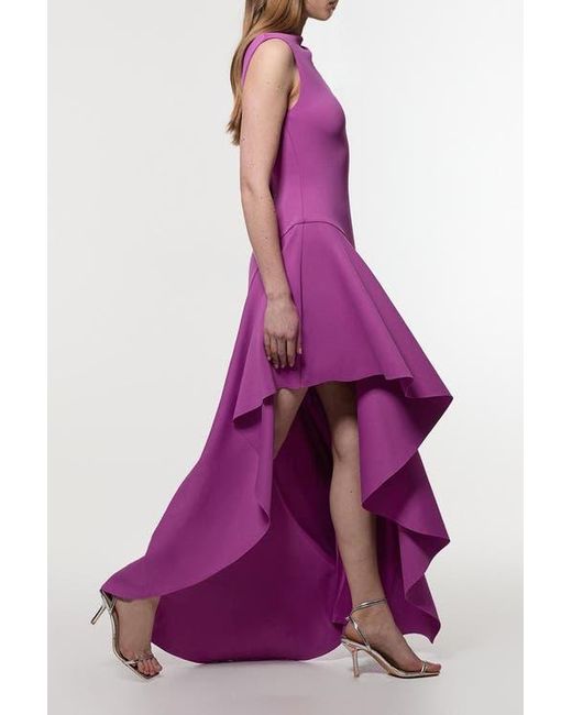 Karen Millen Waterfall Hem Maxi Dress in Purple | Lyst
