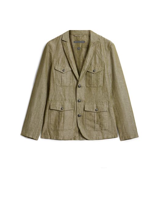 John Varvatos Green Olaf Cotton & Linen Officer's Jacket for men