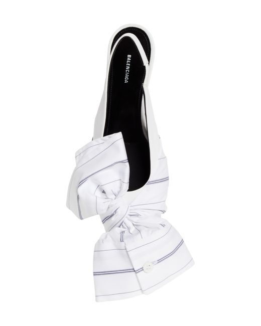 Balenciaga White Pointed Toe Kitten Heel Slingback Pump