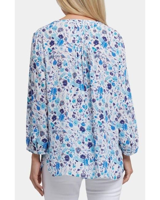 NYDJ Blue Pintuck Top