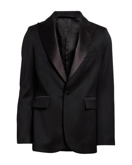 Bode Black Barathea Peak Lapel Wool Tuxedo Jacket for men