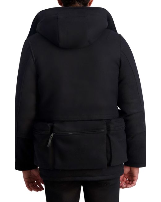 Karl Lagerfeld Hooded Wool Blend Down Military Jacket in Black for Men