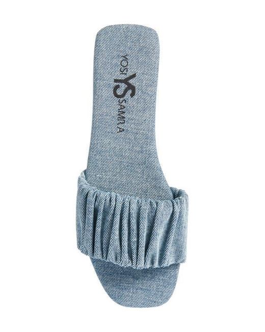 Yosi Samra Blue Naomi Ruched Slide Sandal