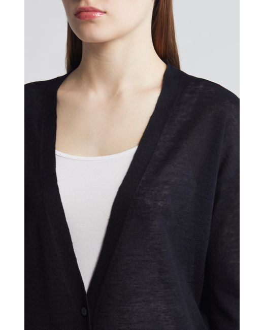 Eileen Fisher Blue V-neck Organic Linen & Organic Cotton Cardigan