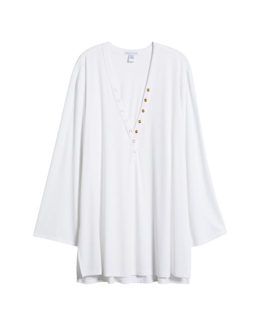 Robin Piccone White Amy Long Sleeve Cover-up Tunic