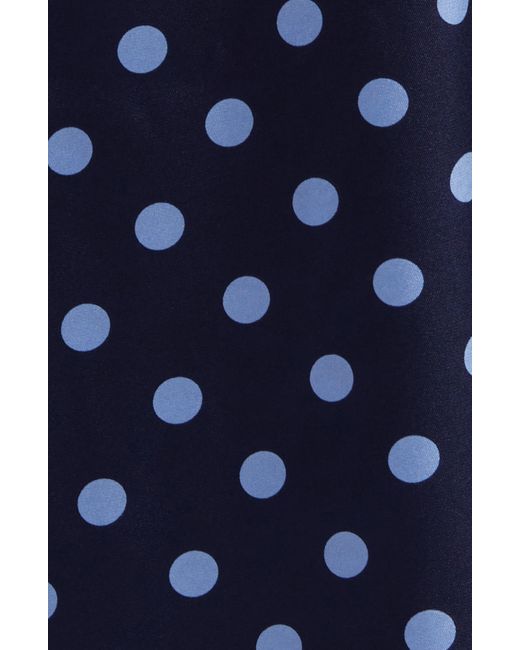 Anne Klein Blue Polka Dot Long Sleeve Faux Wrap Dress