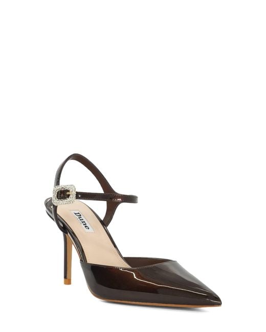 Dune Brown Channel Ankle Strap Pointed Toe Pump