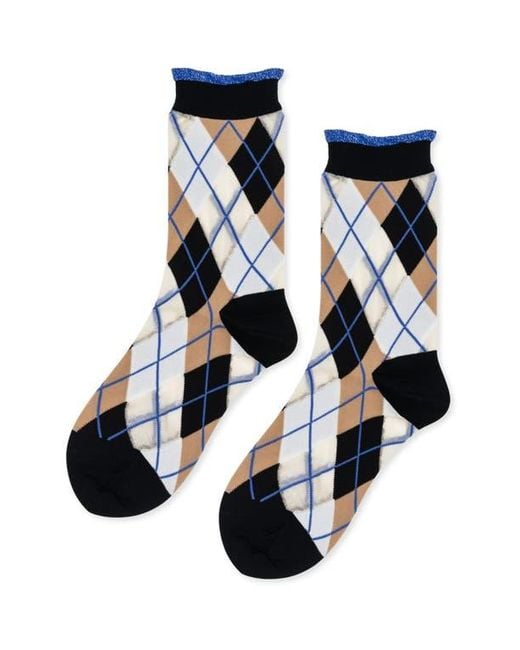 Hansel From Basel Blue Argyle Crew Socks