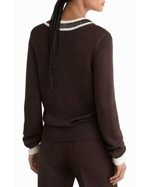 Reiss Black Courtney Beaded Contrast Trim Sweater