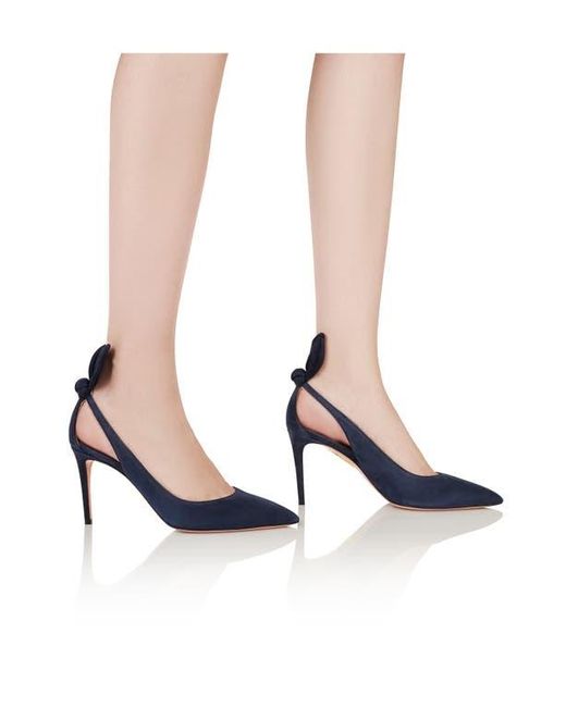 Aquazzura Blue Bow Tie Pointed Toe Pump