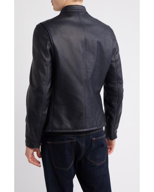 Schott Nyc Black Café Racer Oil Tanned Leather Moto Jacket for men