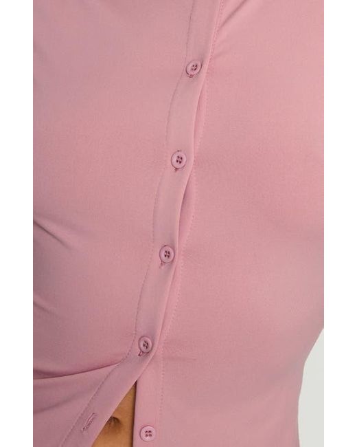 Princess Polly Pink Are We Clear Knit Button-Up Shirt