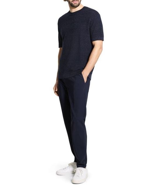 Theory Black Kolben Short Sleeve Linen & Cotton Blend Crewneck Sweater for men