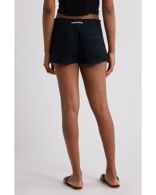 Roxy Black Oceanside Cotton Drawstring Shorts